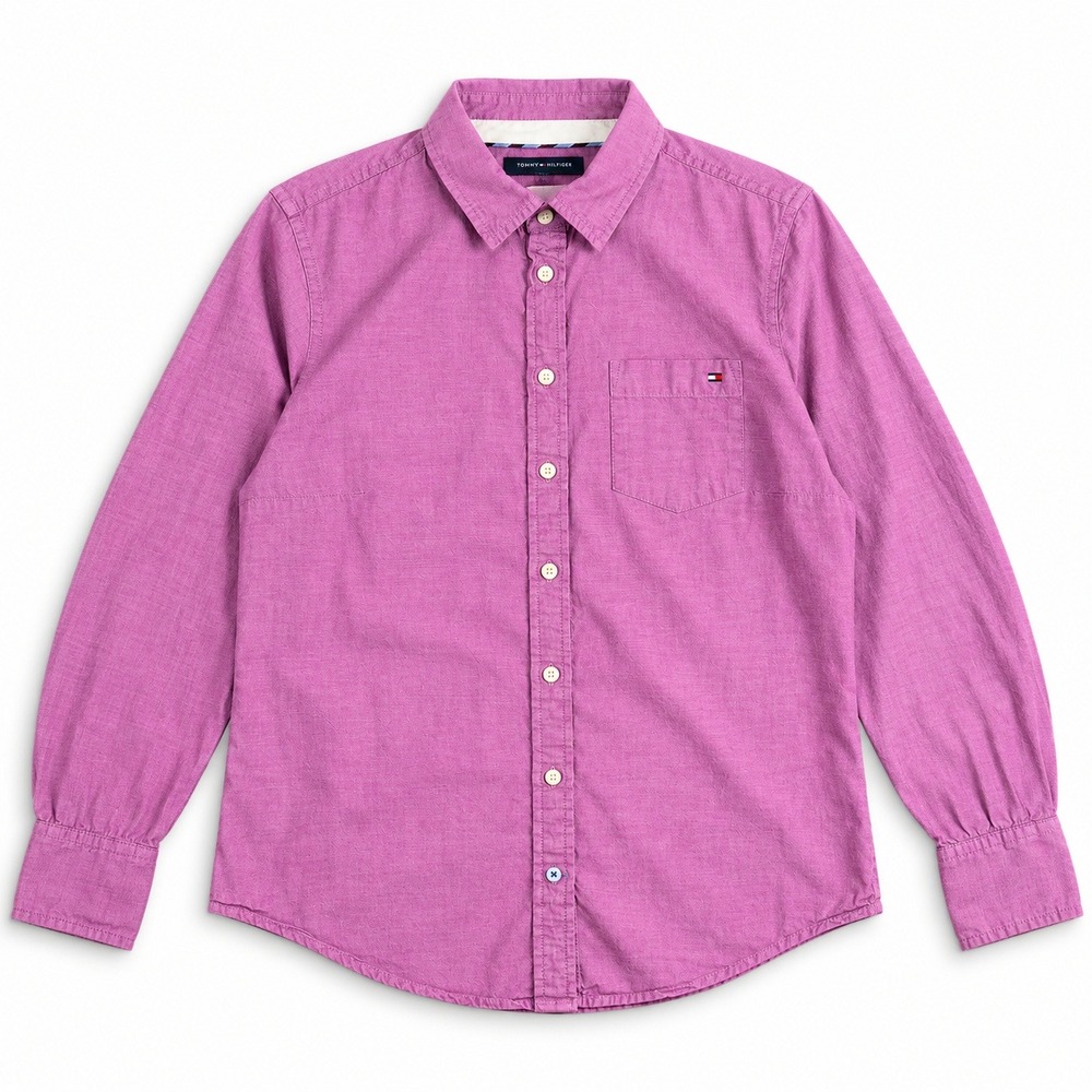 Tommy Hilfiger Oxford Button Up Shirt Womens Large Purple Cotton Long Sleeve